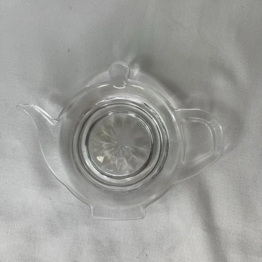 Glass votive candle holder, tea pot shape, vintage, tea party, decorative.